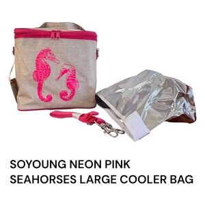 SoYoung Neon Pink Seahorses Large Cooler Bag